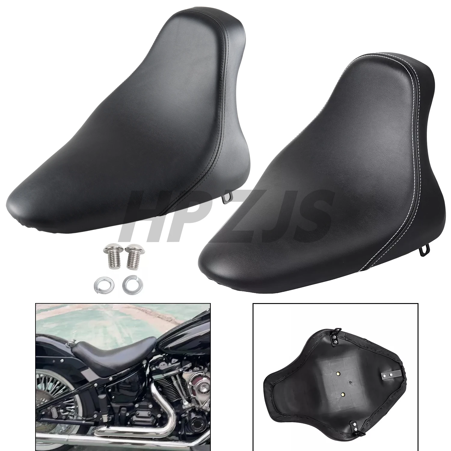 

Motorcycle Front Driver Butt Bucket Solo Seat Black For Harley Night Train Softail Heritage Fat Boy FXST FLST FLSTF 2000-2007