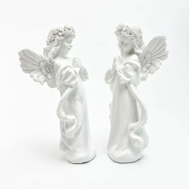 تماثيل وشخصيات الملاك الصلاة، ملاك الراتنج الجميل مع أجنحة ديكور مذبح المنزل، هدية عيد ميلاد فريدة لعيد الشكر #5