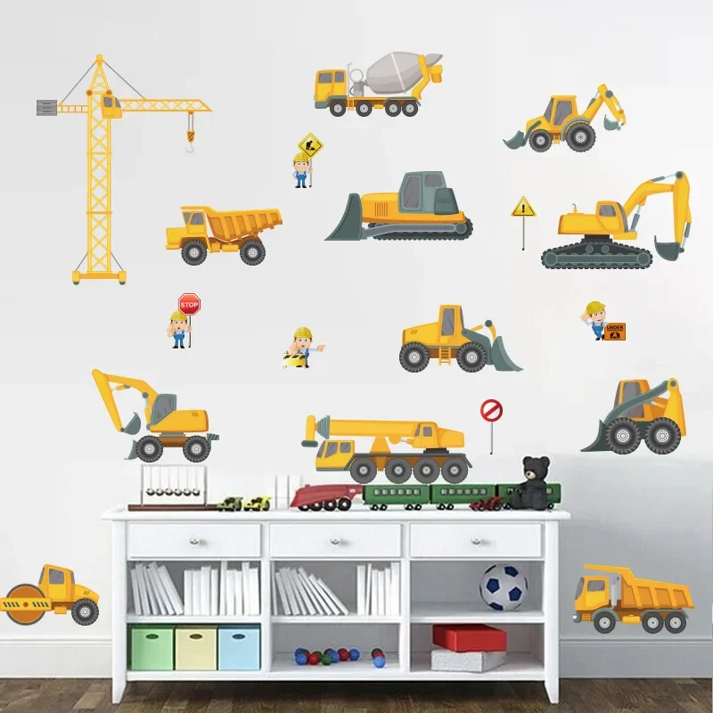 DIY Tractor Engineering Vehicle Wall Stickers Decorative Kids Room Boy Baby Room Wall Decals Wall Decor Vinyl Nursery Stickers