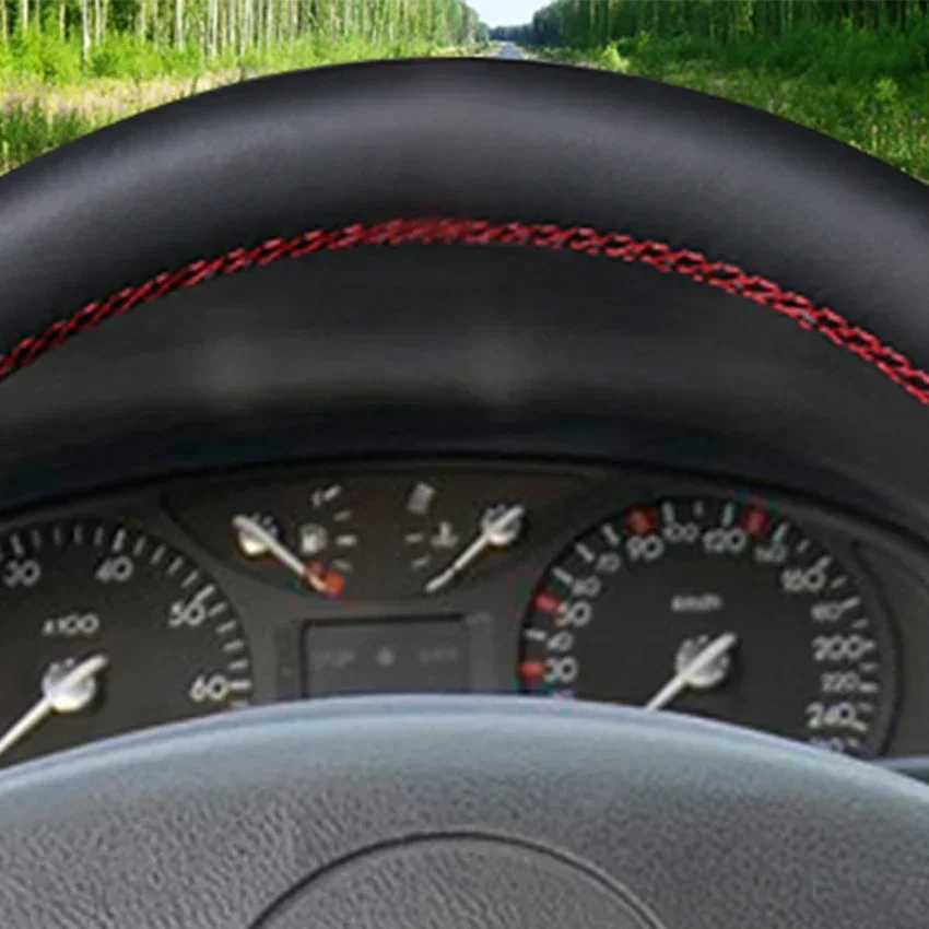Black Faux Leather Car Steering Wheel Cover for Renault Laguna 2 Vel Satis Espace Trafic 2 2001-2014 Nissan Primastar 2009-2015