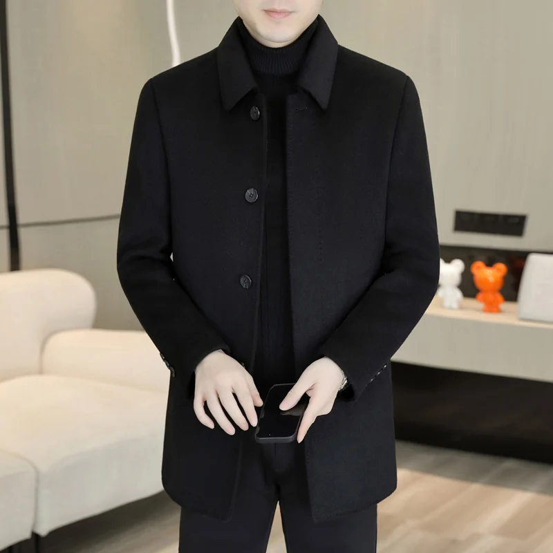 

Деловое повседневное шерстяное пальто со съемной подкладкой на утином пуху, зима 2025, мужское толстое пуховое пальто, верхняя одежда, теплые ветровки, куртки