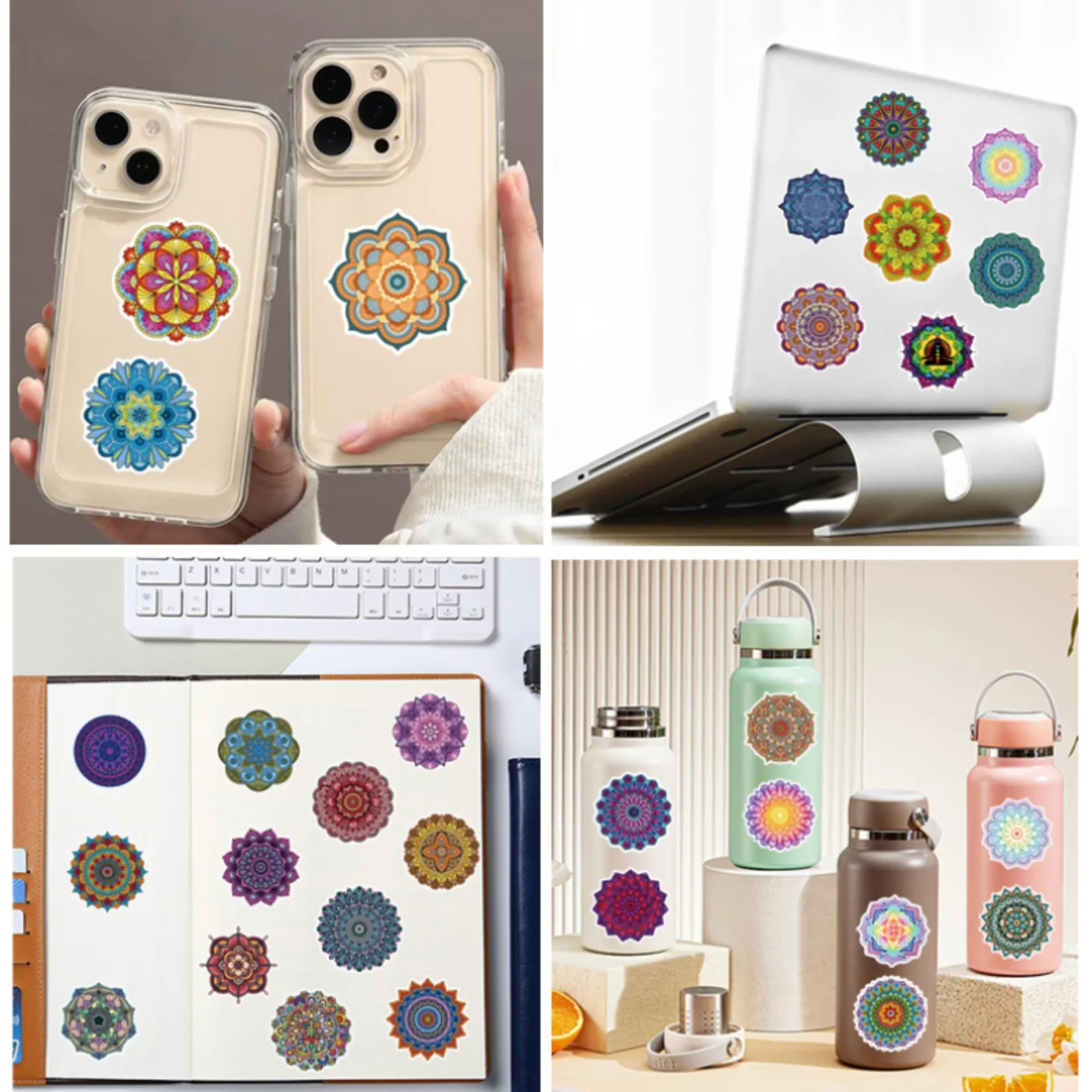 10/25/50pcs Cool Mandala Flower Stickers Graffiti for Phone Laptop Guitar Stationery Helmet Travel Luggage Skateboard Car DIY