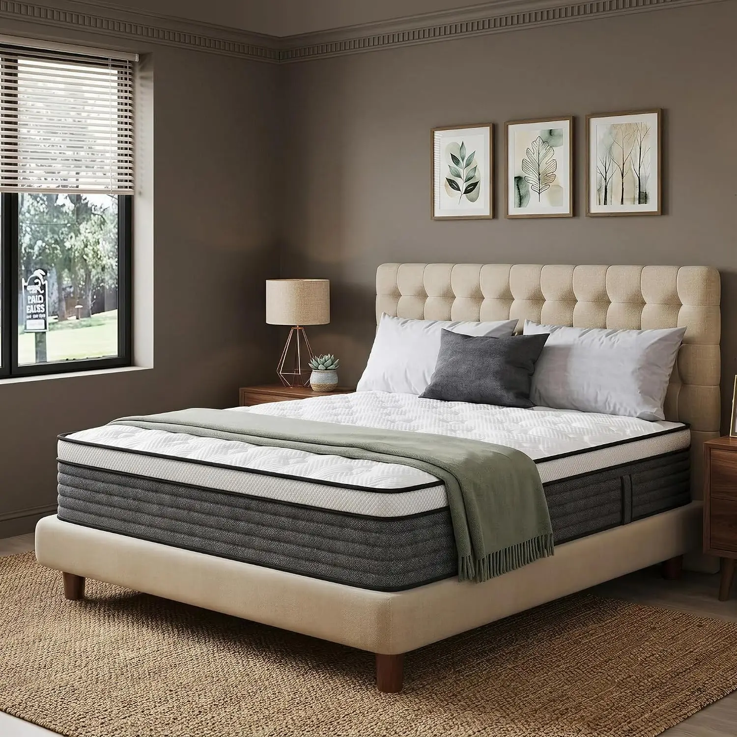 Twin XL Mattress 10 Inch Hybrid - in a Box, Medium Feel Foam and Individual Pocket Springs, Fiberglass Free Bed