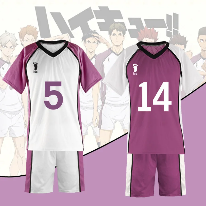 Anime Haikyuu Cosplay Costume Shiratorizawa High School Sportswear Volleyball Club Jersey Uniform Tendou Satori T-shirt Full Set