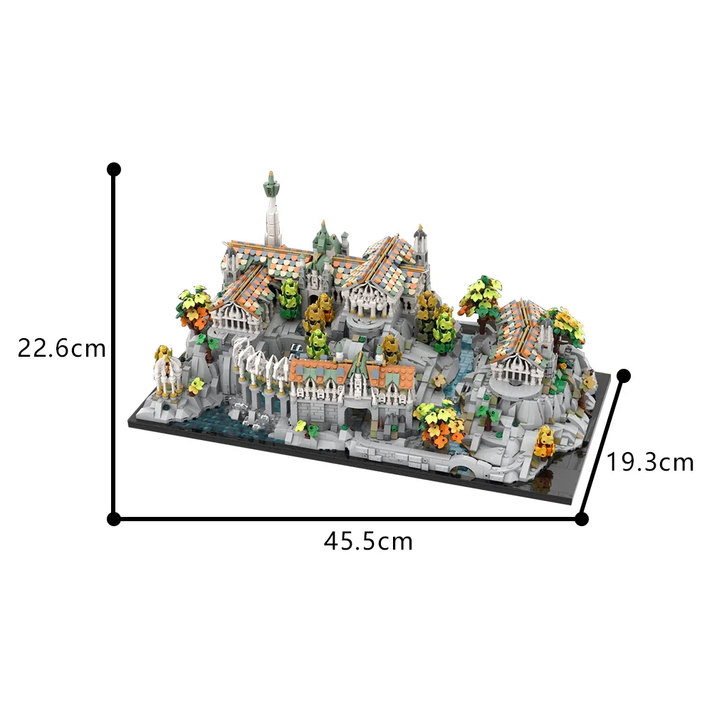 MOC Architettura Medievale Rivendelledss mini mestiere Building Blocks Scena di film Castello Modello Mattoni Giocattolo assemblato fai da te Regalo per bambini