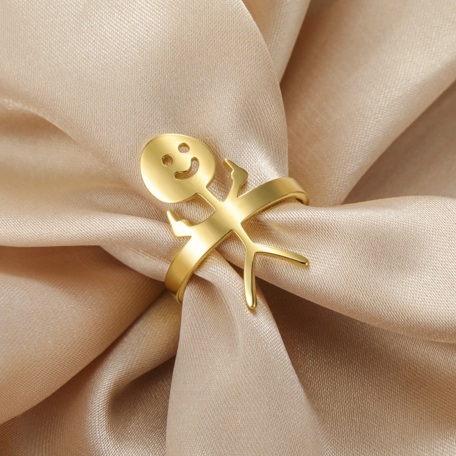 خاتم مفتوح من الفولاذ المقاوم للصدأ للرجال والنساء ، خاتم قابل للتعديل ، إصبع وسطي ، هدية مجوهرات مضحكة ، هيب هوب ، Fuxik أنت #4