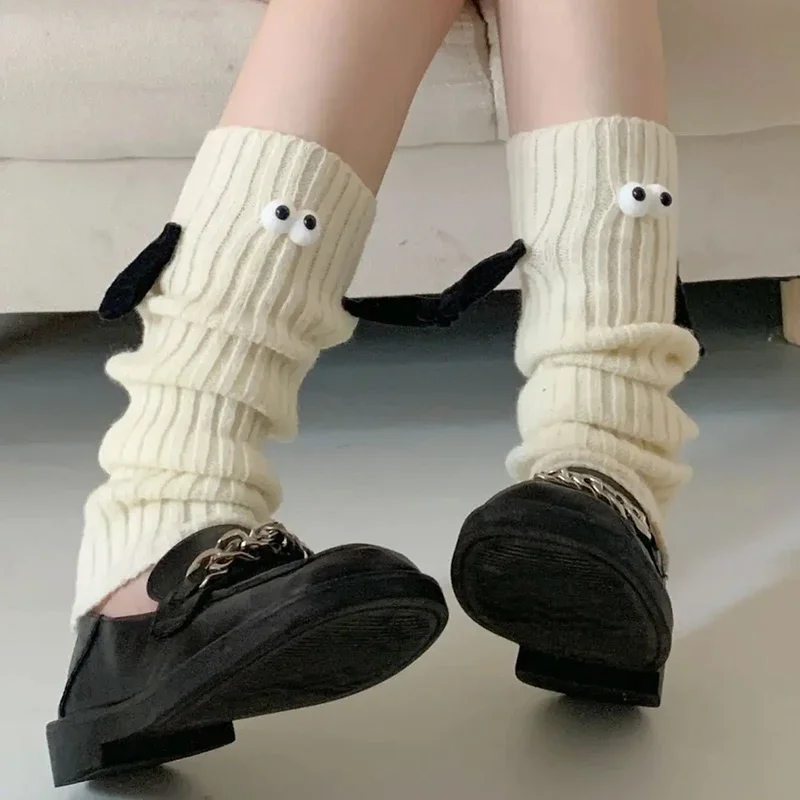 Cute Funny Loose Boot Socks Hand in Hand Magnetic Attraction Gloves Cartoon Eyes Couples Open Winter Warm Arm Leg Warmer Gloves