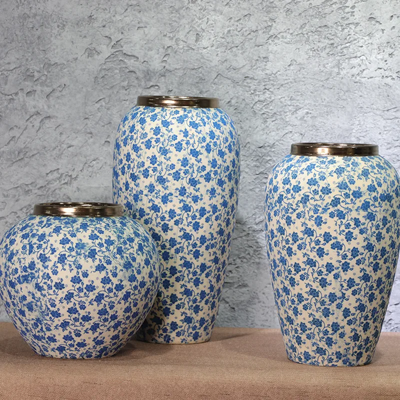 

Jingdezhen-Handmade Ceramic Vase, Vintage, New, Chinese, Living Room, Hotel, Desktop, Dried Flowers, Home Accessories