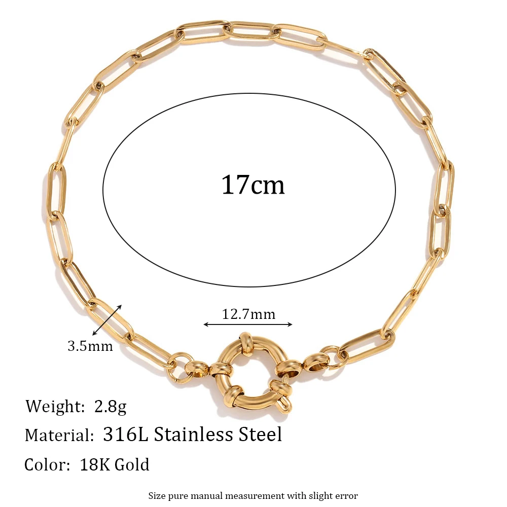 E.B.belle Slingshot Buckle Paper Clip Chain Bracelet 18K Gold