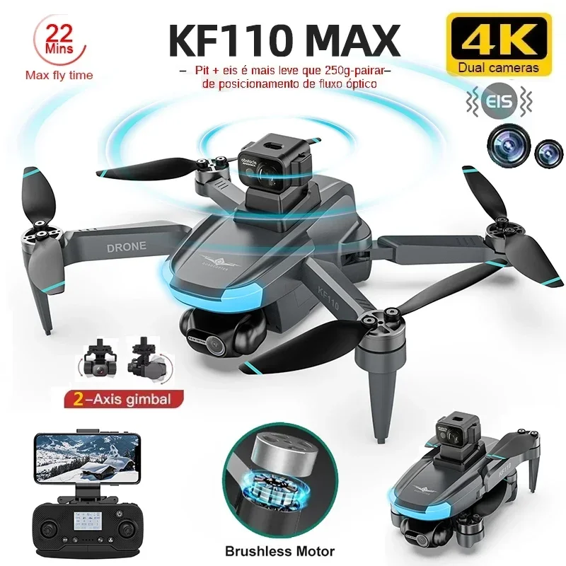 KF110 MAX MINI Drone 4K 2-Axis PTZ HD Dual Camera Laser Obstacle Avoidance Brushless Motor GPS 5G WIFI RC FPV Quadcopter Toys