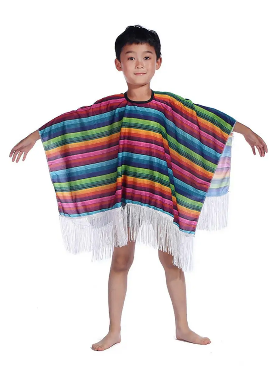 

New loween Children's Cosplay Cape Costume oulder awl Role-plang Apparel Polyester Material Mexican Sle Spring 2023