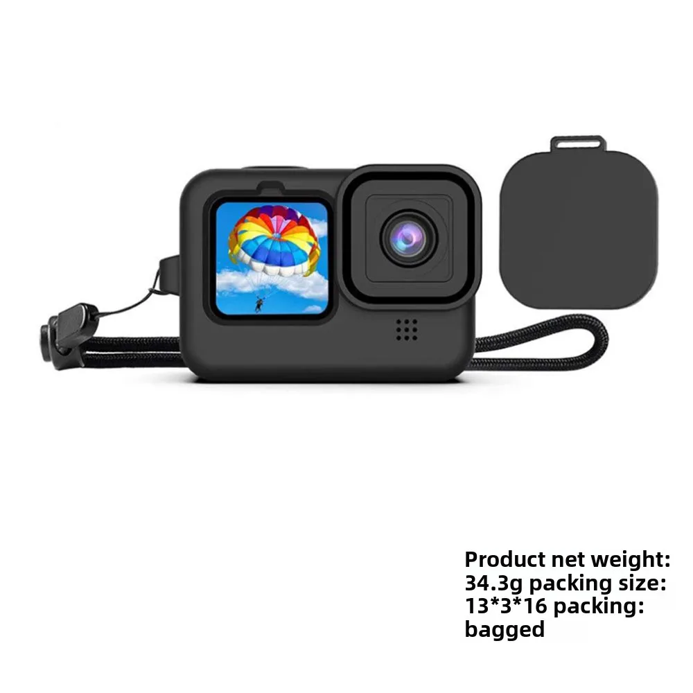 Silicone Case for GoPro Hero12 11 10 Black Tempered Glass Screen Protector Protective Film Lens Cap Cover for GoPro9 Accessories
