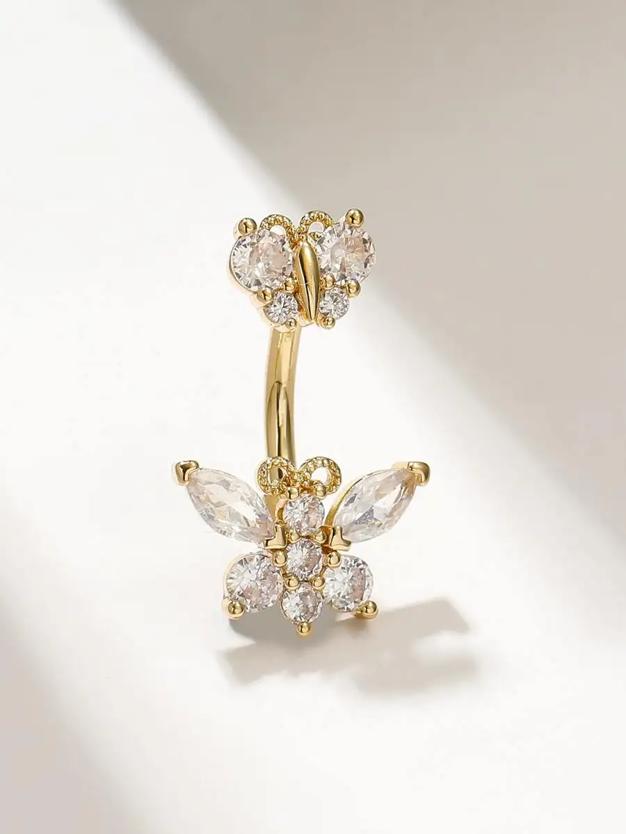 

Fashion Paved Zirconia Butterfly Navel Ring For Women