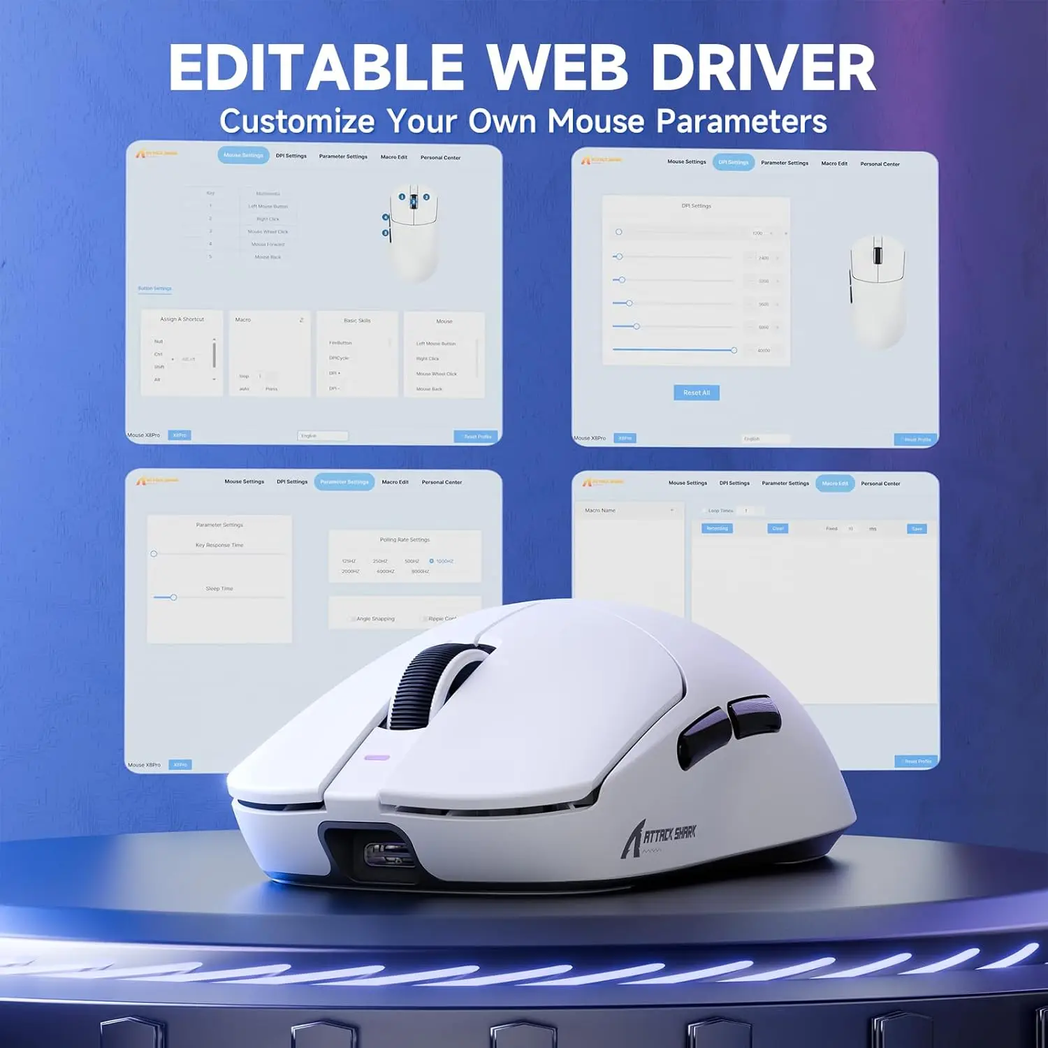 ماوس ألعاب لاسلكي Attack Shark X8 PRO 8K، مستشعر PAW3395PRO 40K DPI، شريحة Broadcom BK52820 ثلاثية الوضع، ماوس مريح Superlight #1