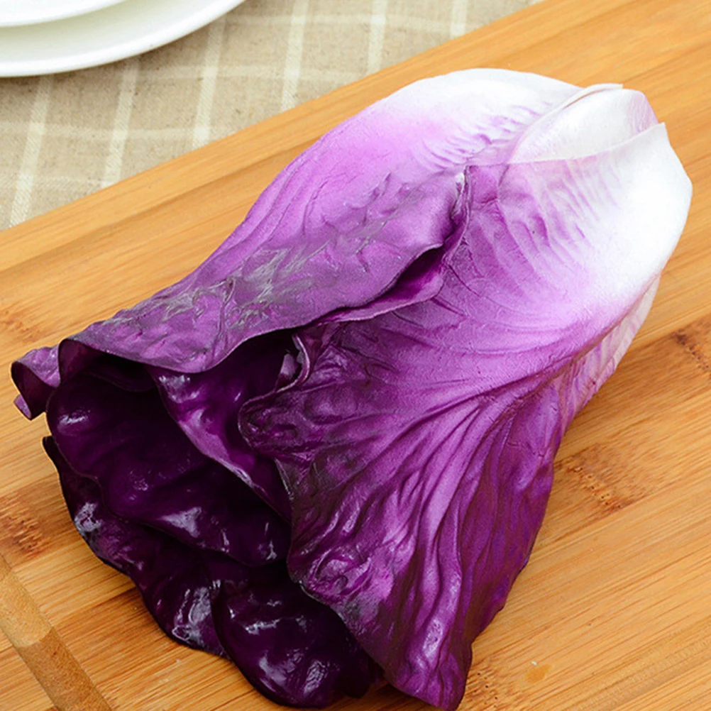 

Faux Lettuce Artificial Vegetable Decorations Simulation Plants Purple Lifelike Showcase Props Non Fading PU Realistic Home Mall