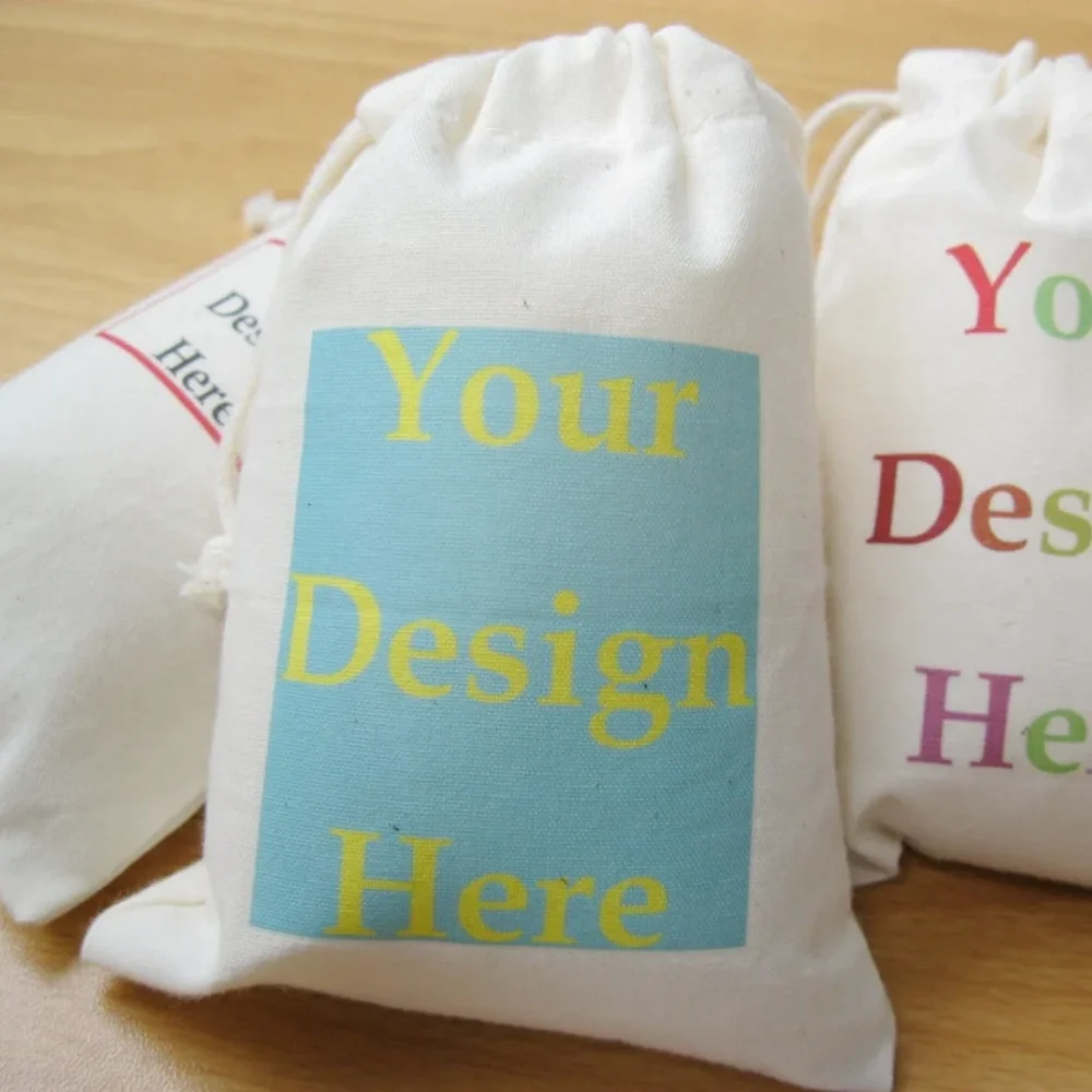 20 pcs Personalized Custom Muslin Bags|Logo Printed Jewelry Bags|Personalized Wedding Favor Bags