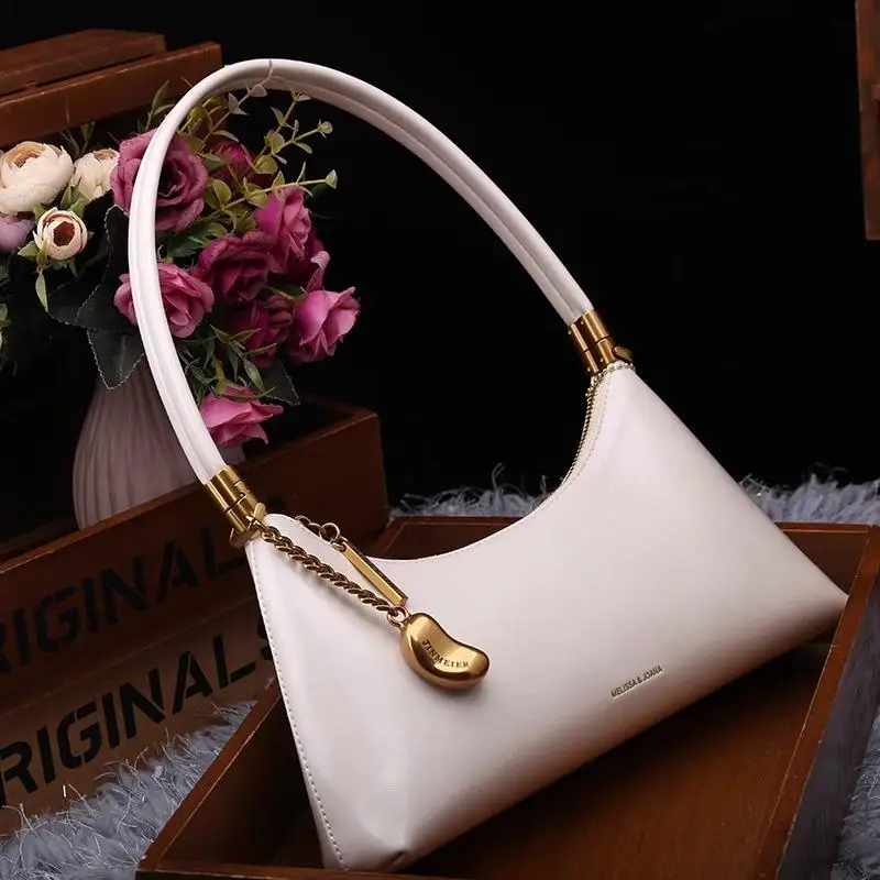 حقيبة كتف عصرية بتصميم رجعي على شكل خبز فرنسي فاخرة متعددة الاستخدامات من الجلد الناعم مع إغلاق بسحاب