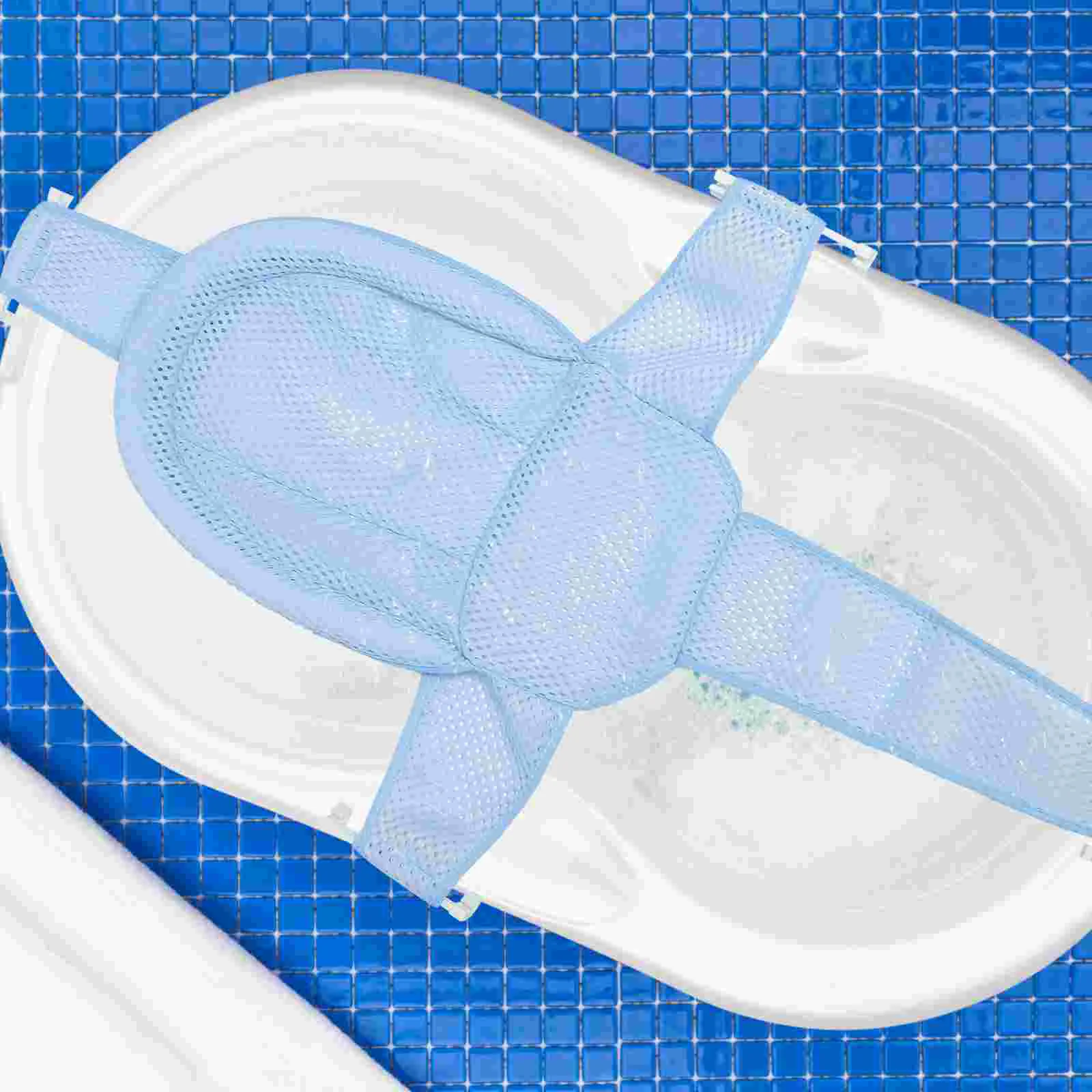 Baby Bath Tub Net Infant Seat Pad Bathtub for Mat Non-slip Mesh Blue Support Newborn