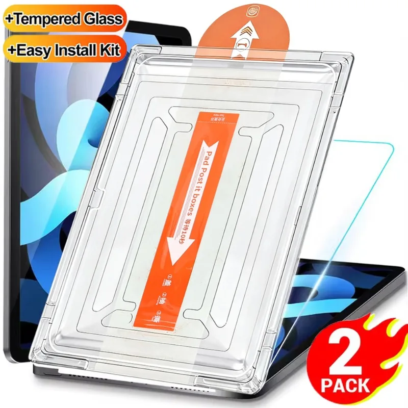 

1-2 упаковки пленки из закаленного стекла с простой установкой комплекта для iPad Pro 11/13 дюймов 2025 M2 M3 M4 противоударные защитные пленки без пузырьков
