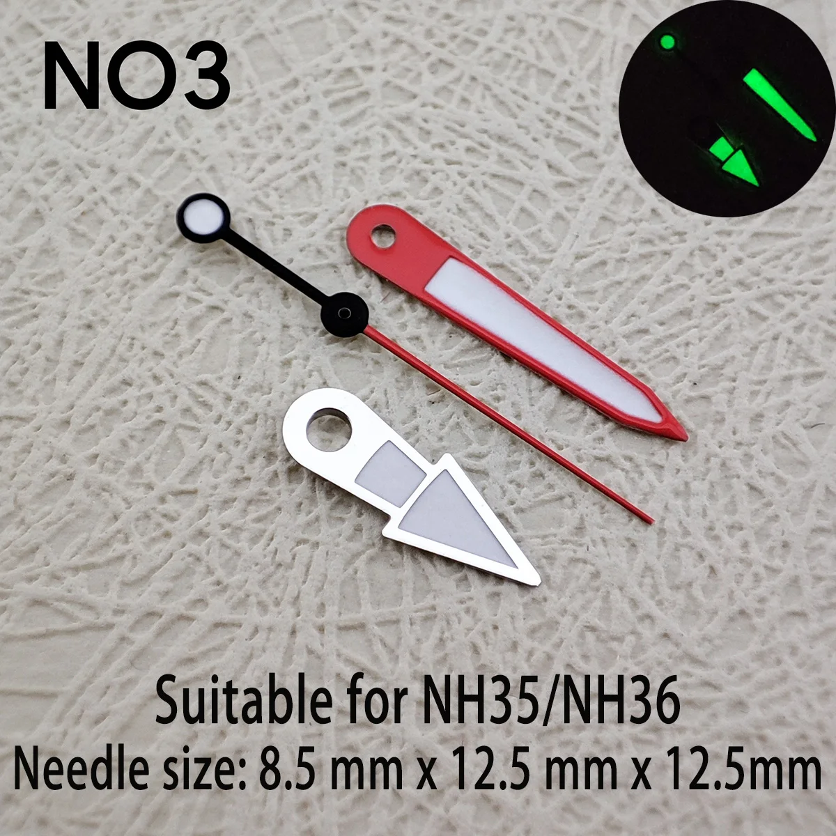 Watch Hands NH35 Hands NH36 Hands Green Luminous Hands Second Hands Watch Accessories Suitable For NH35,NH36 Movements