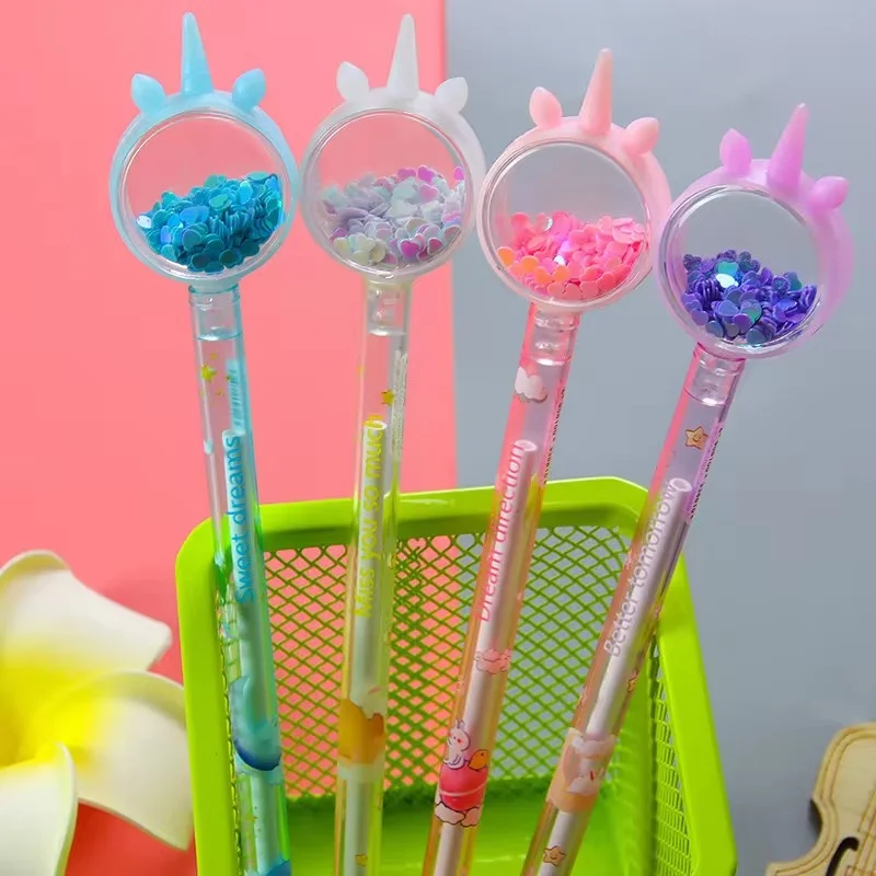 5 Pcs Stationery Kawaii 0.5mm Gel Pen School Office Supplies Creative Unicorn Glitter Recreation Cute Gel Pen korean stationery