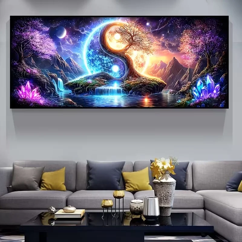 DIY Diamond Painting Taiji Yin Yang Tree Universe Landscape Full 5D Diamond Mosaic Embroidery Kit Large Set Pattern Home Decor