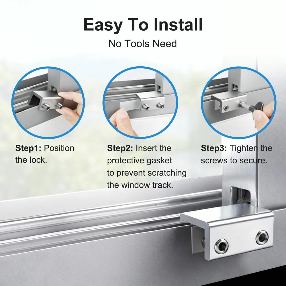 Sliding Window Aluminum Alloy Sash Lock Stopper Anti-theft Flexible Door Lock Window Lock Door Baby Kids Child Safety Doors Lock