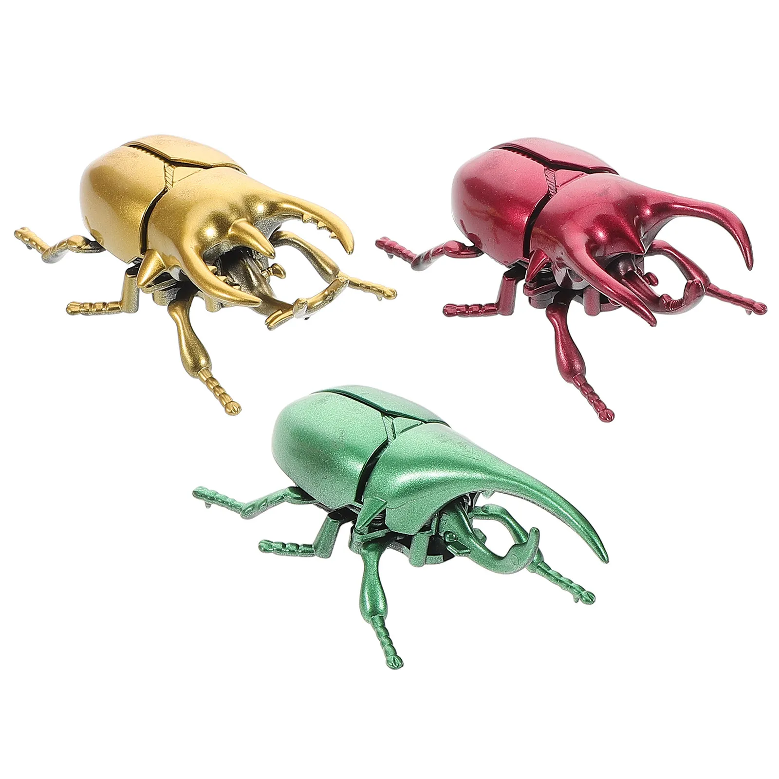 3Pcs Lifelike Beetle Windup Insect Simulation Plastic Bugs Halloween Prank Supplies Fake Bugs for Kids Scary Stuff