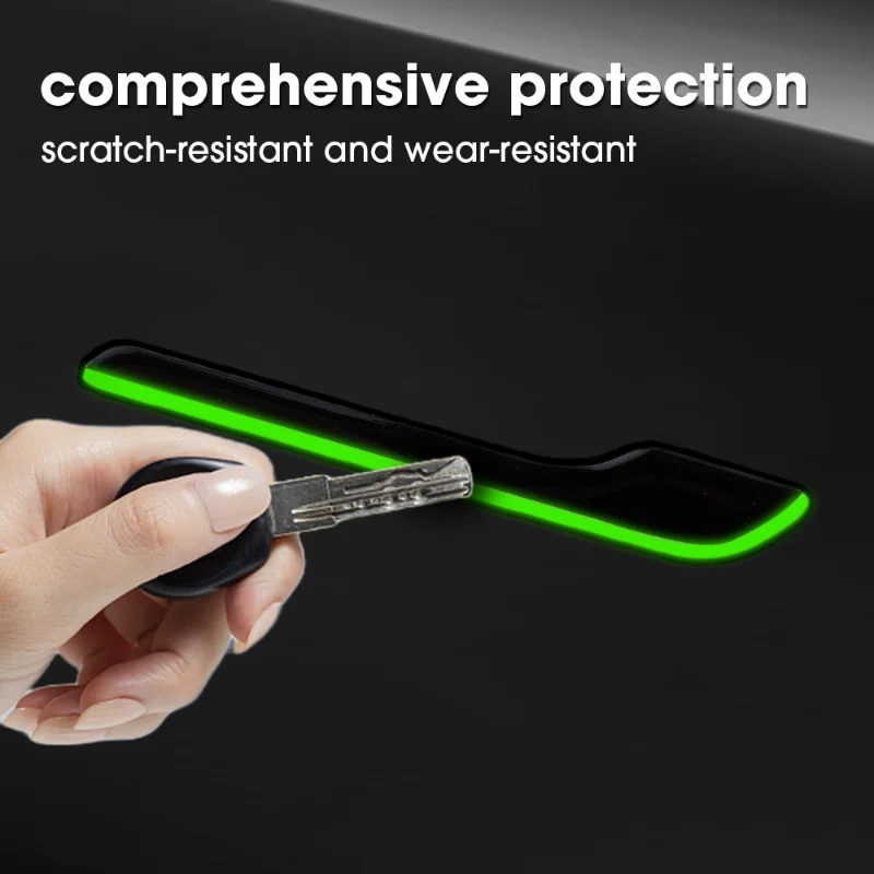 4Pcs/Set Luminous Car Door Handle Cover Glow Protector for Tesla Model 3 Y 2022 2023 Sticker Wrap Trim Carbon ABS Accessories