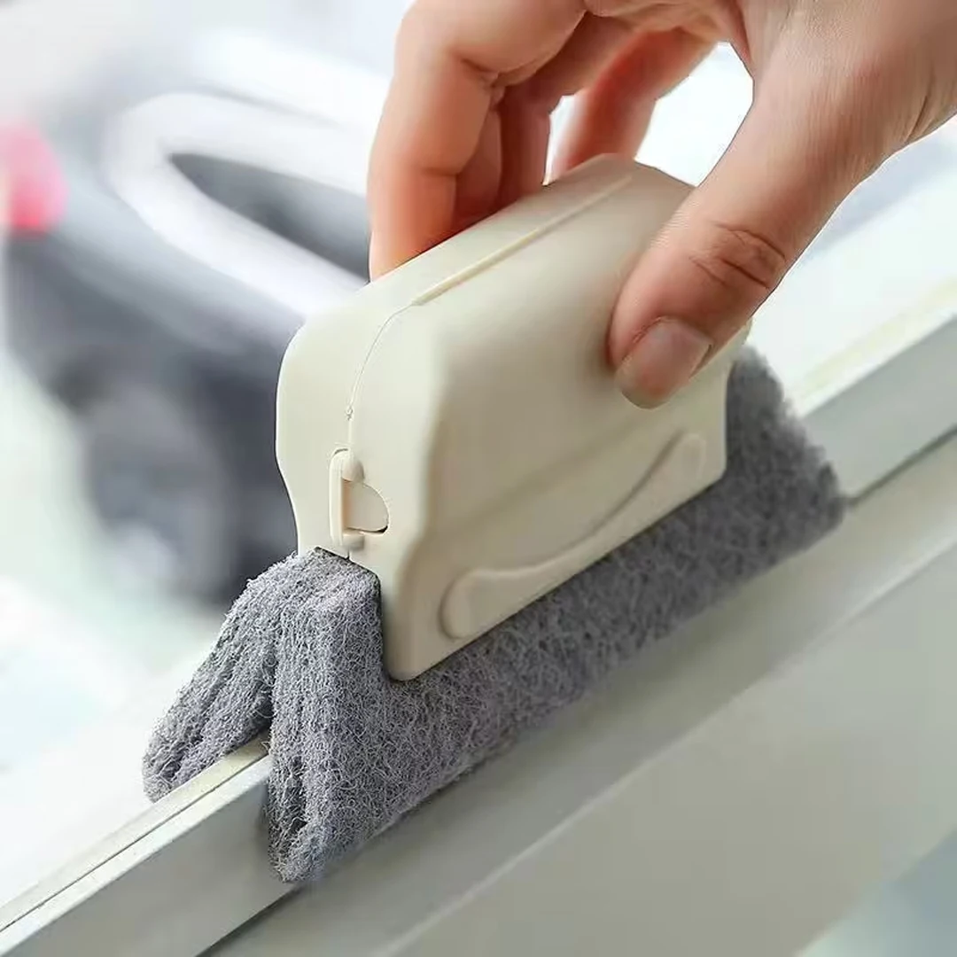 Window Groove Gap Cleaning Brush Set with Track Brushes Dust Scraper Replacement Cloths Reusable Home Cleaning Tool