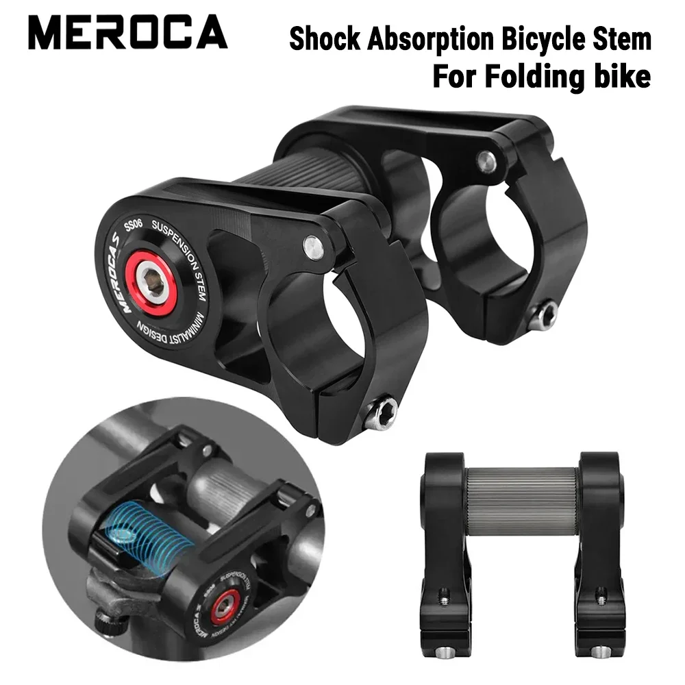 MEROCA Folding Bike Stem Shock Absorption Bicycle Stem 45mm length 25.4mm Installation Diameter for Folding Bicycle 412/SP18