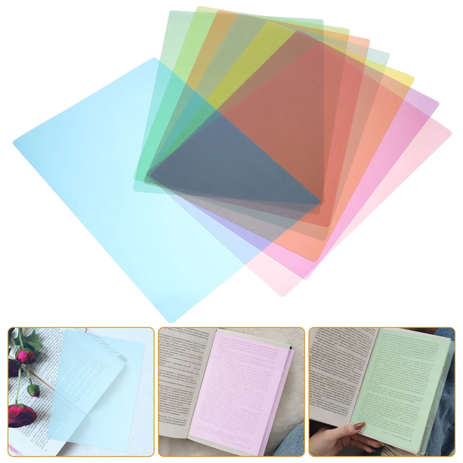 

8Pcs Guided Reading Strips for Children Dyslexia Support Tools Colored Overlay Bookmarks Reading Tracking Rulers Students Read