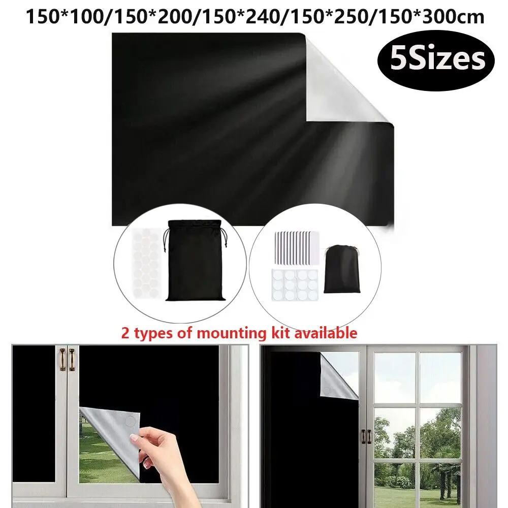 meter Adjustable Non-perforated Nursery Thermal Insulated Bedroom Window Shade Travel Window Cover Curtain Blackout Blind