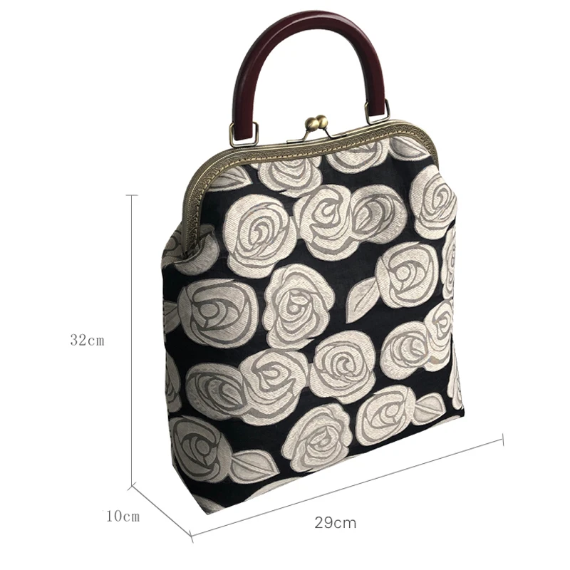 Original Handmade Rose Bag Vintage Fashion Bronze Shell Lock Bags Women Shoulder Bags Women\'s Handbags Purses