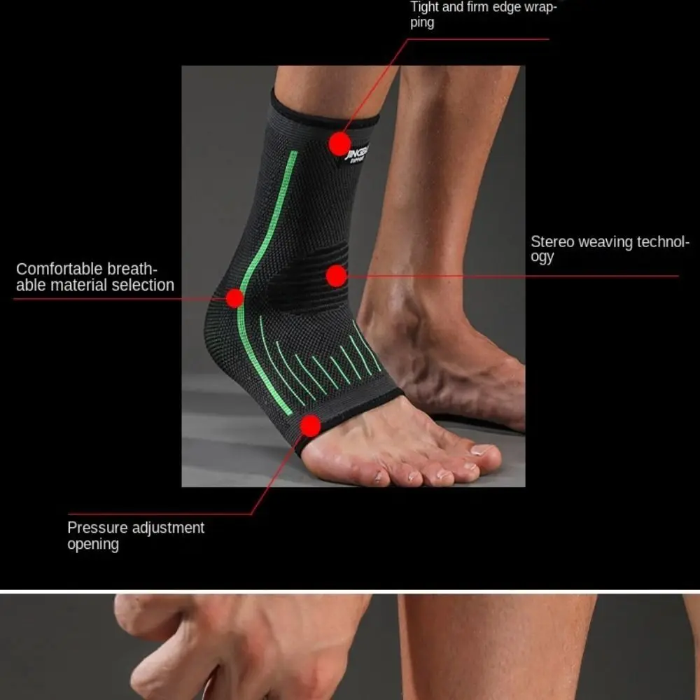 Sports Accessories Nylon Spandex Ankle Support Black Green Orange 3D Compression Ankle Brace Elastic Foot Socks Unisex