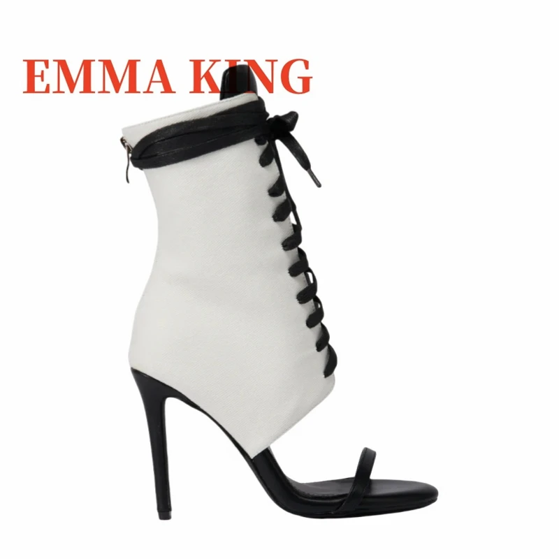 مثير المرقعة حذاء من الجلد أشار تو الدانتيل متابعة عالية الكعب مضخات النساء متعدد الألوان صنادل طراز جلاديتور مثير ملهى ليلي أحذية نسائية #2