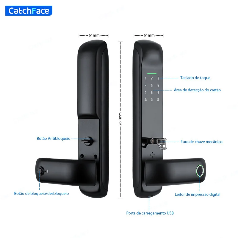 Electronic Fingerprint Biometric Frosted Panel Digital Smart Door Lock WiFi TUYA or TTLock APP Password IC Card Security