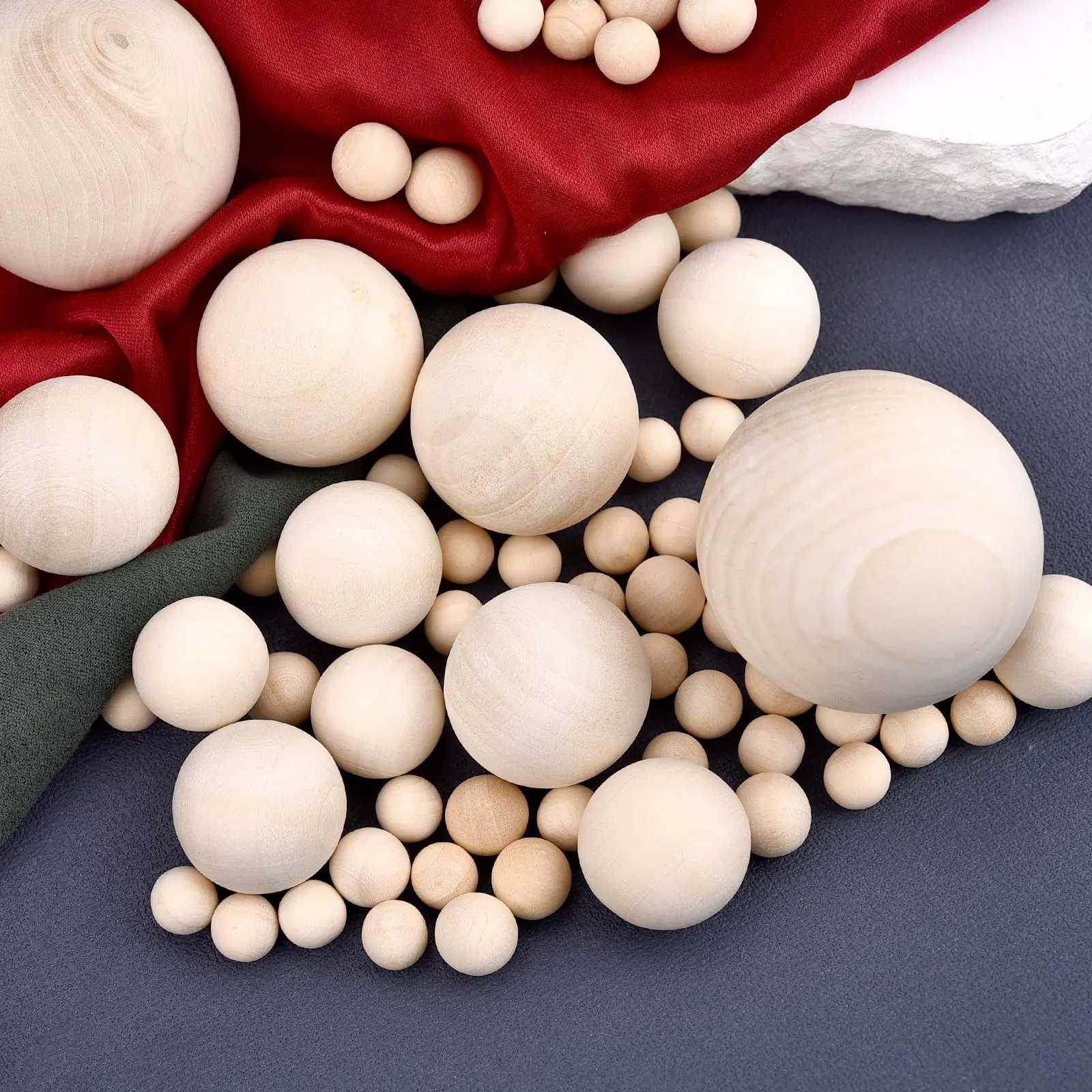 2-100pcs 10-50mm Natural Wooden Ball Without Hole Round Wooden Solid Wood Handmade DIY For Jewelry Making Carving Paitning Craft