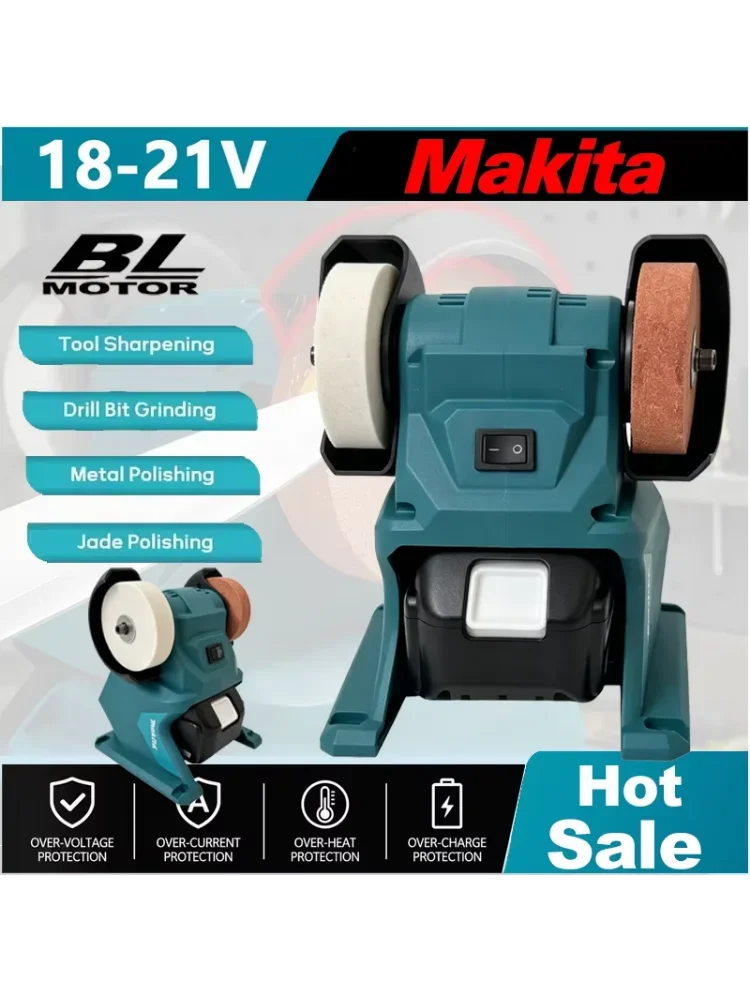 Makita 18V Akku-Tischschleifer |   Doppel-Schleifscheiben für Metall, Steinpolieren & Messerschärfen |   Tragbares Elektrowerkzeug