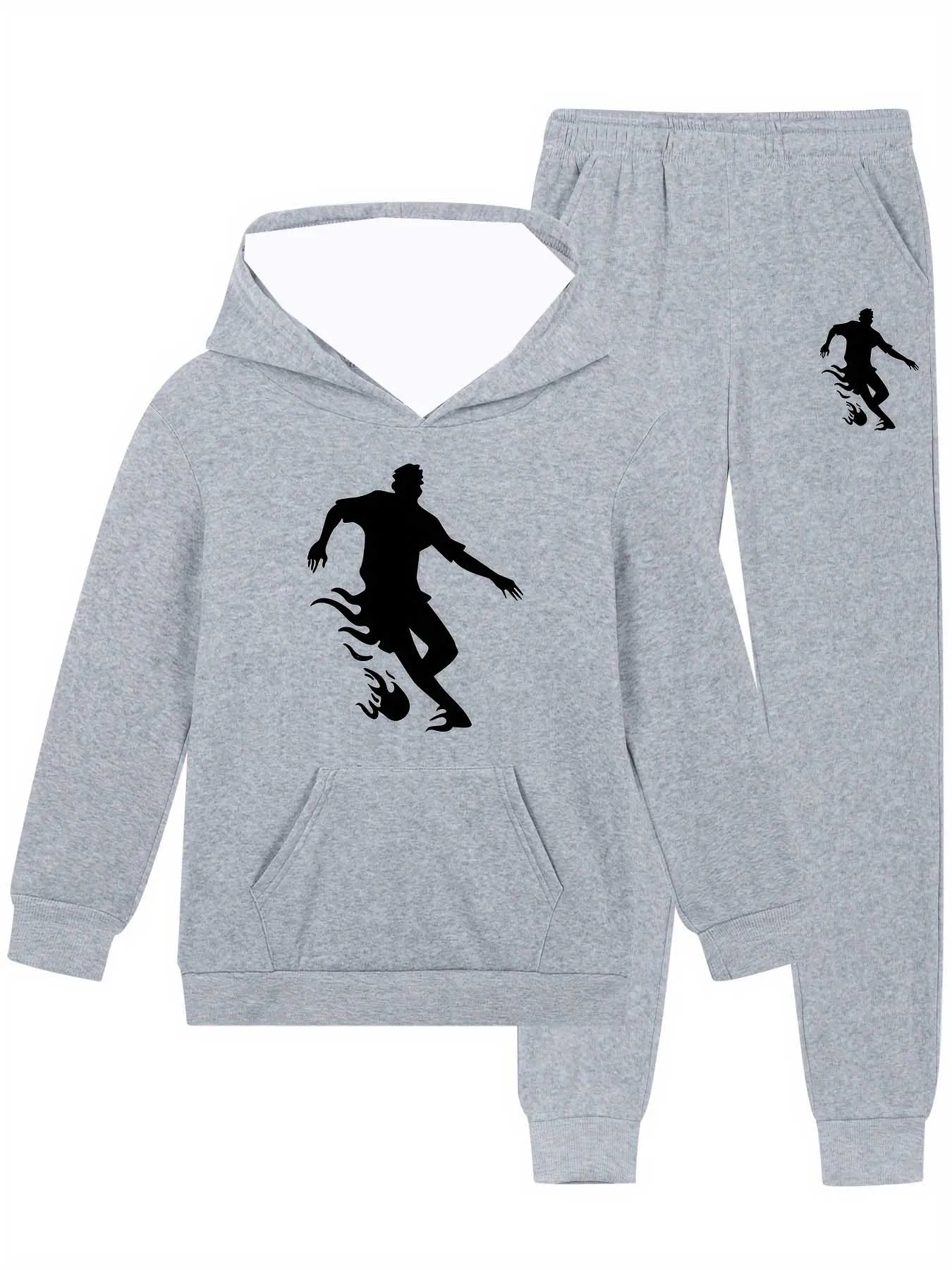 

2025-26 Осень/Зима Новый спортивный комплект Y2K Толстовка с капюшоном с футбольным принтом Мужская мода Супер большой удобный повседневный уличный комплект из двух предметов