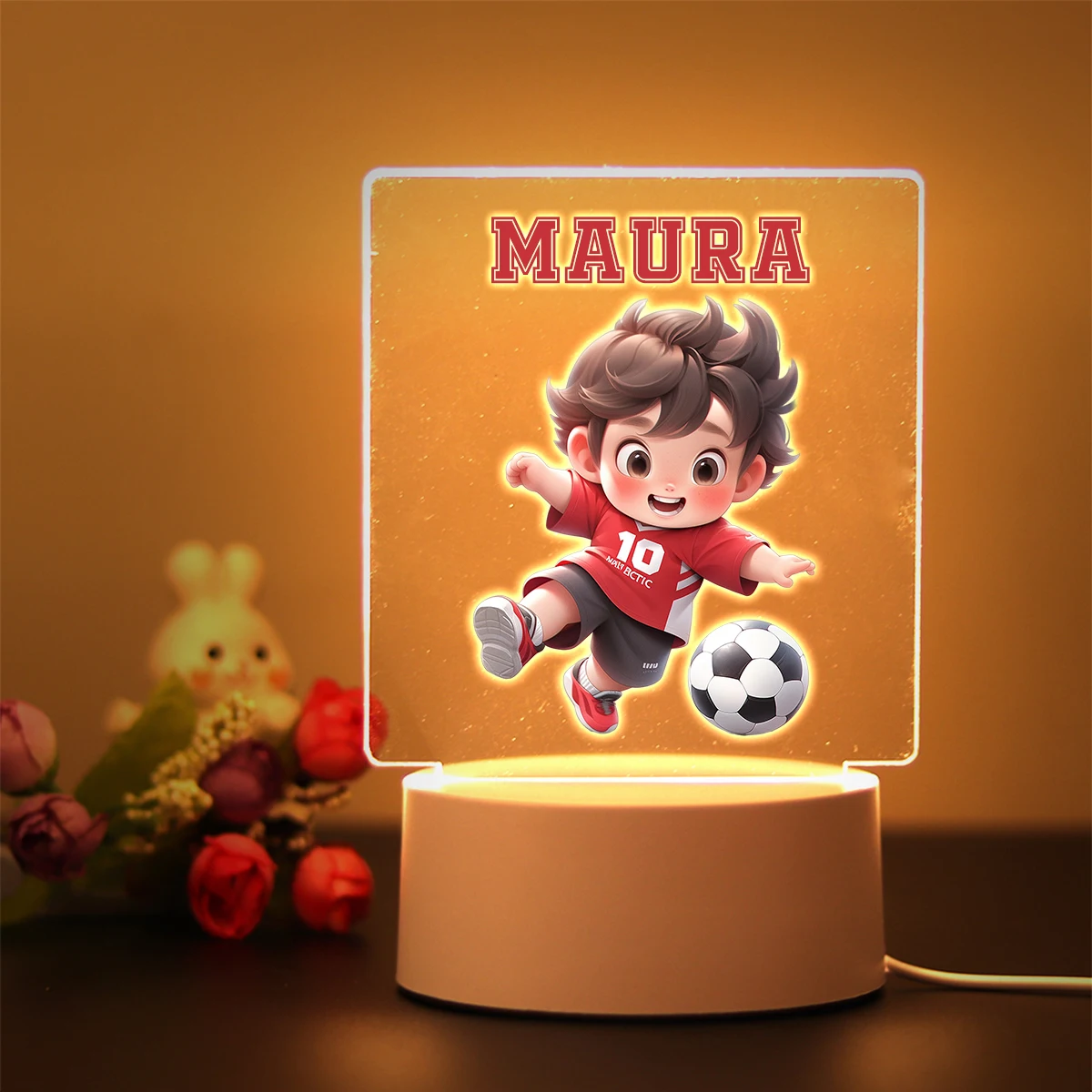 New Custom Name And Photo Famous Football Club Player 3D Arcylic LED Night Light Children Birthday New Year Gift For Home Decor