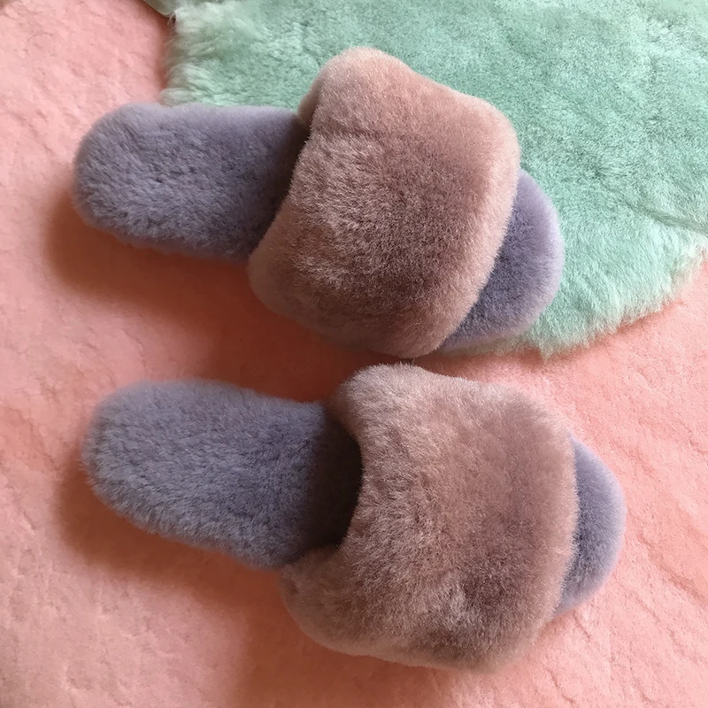 

Fashion Classic Ladies 100% Natural Fur Slippers Women Winter Home Casual Shoes Indoor Slipper Warm Wool Slippers