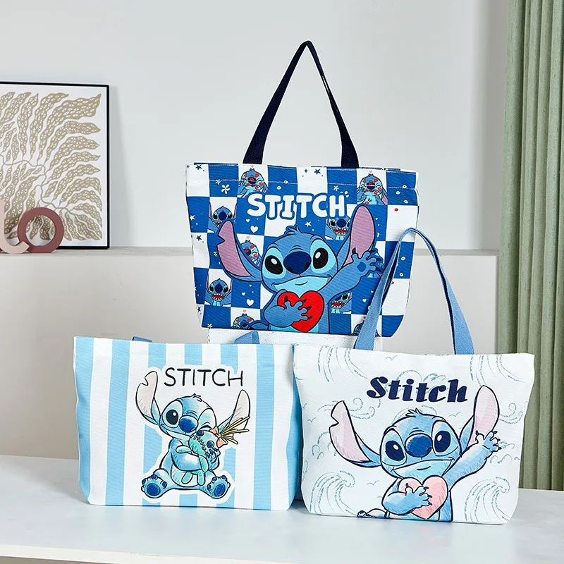 Disneynew Stitch large canvas bag Strawberry Bear shoulder bag handbag women\'s bag large capacity shopping bag commuter tote bag