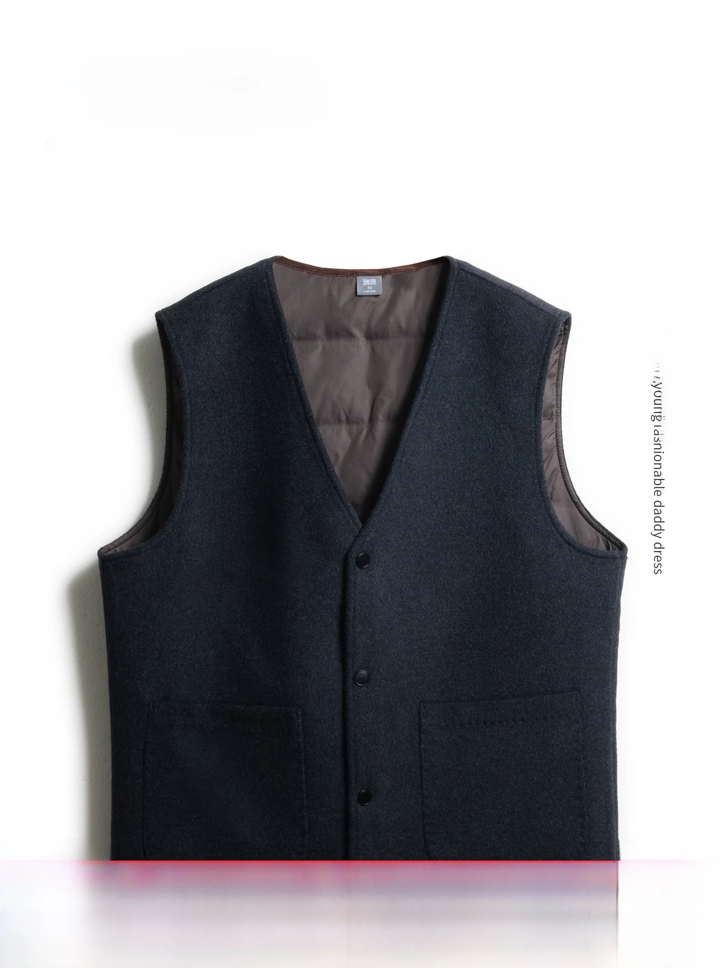 

Warmth Du down Double-sided Woolen Vest Loose Fit Svel Jaet for Middle-Aged And ly Men Winter Faion Ci Sle