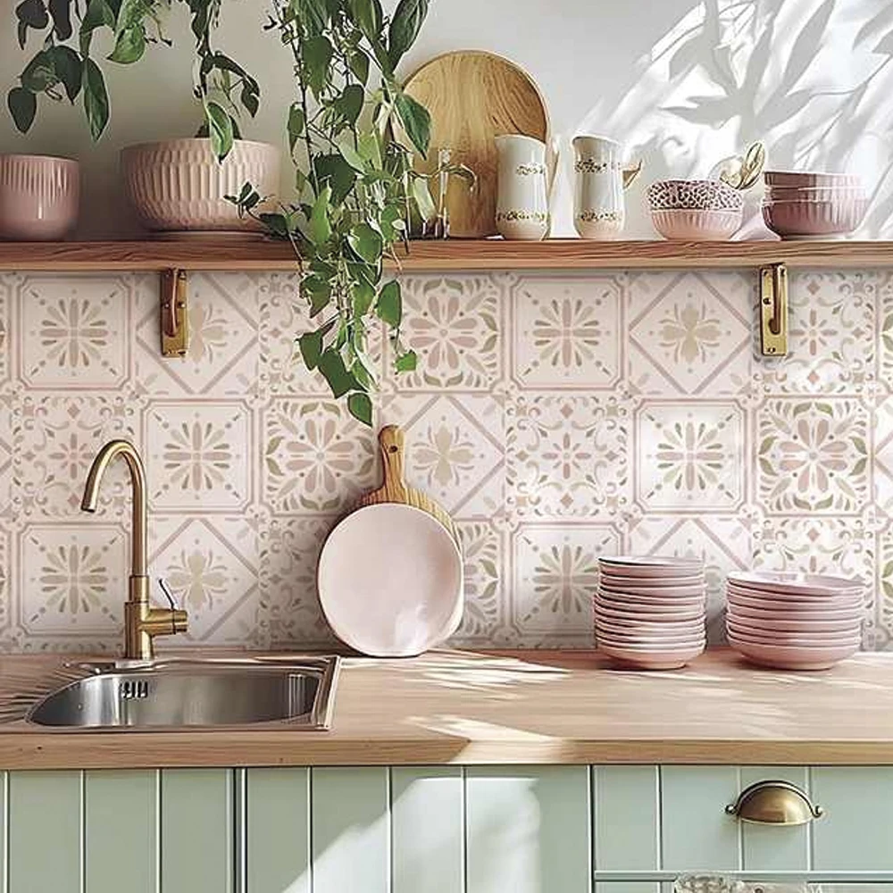 Autocollants de carreaux marocains auto-adhésifs, autocollant d'interconnexion peler et coller, dosseret de cuisine étanche, décoration murale pour la maison, 7,87x7,87 po