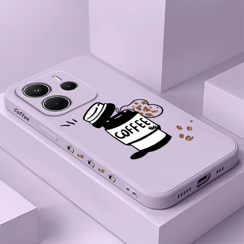

Coffee Flying Beans Phone Case For Xiaomi Redmi Note 14 13 12 12S 11 11S 10 10S 9 9S 14C Pro Plus 4G 5G Liquid Silicone Cover