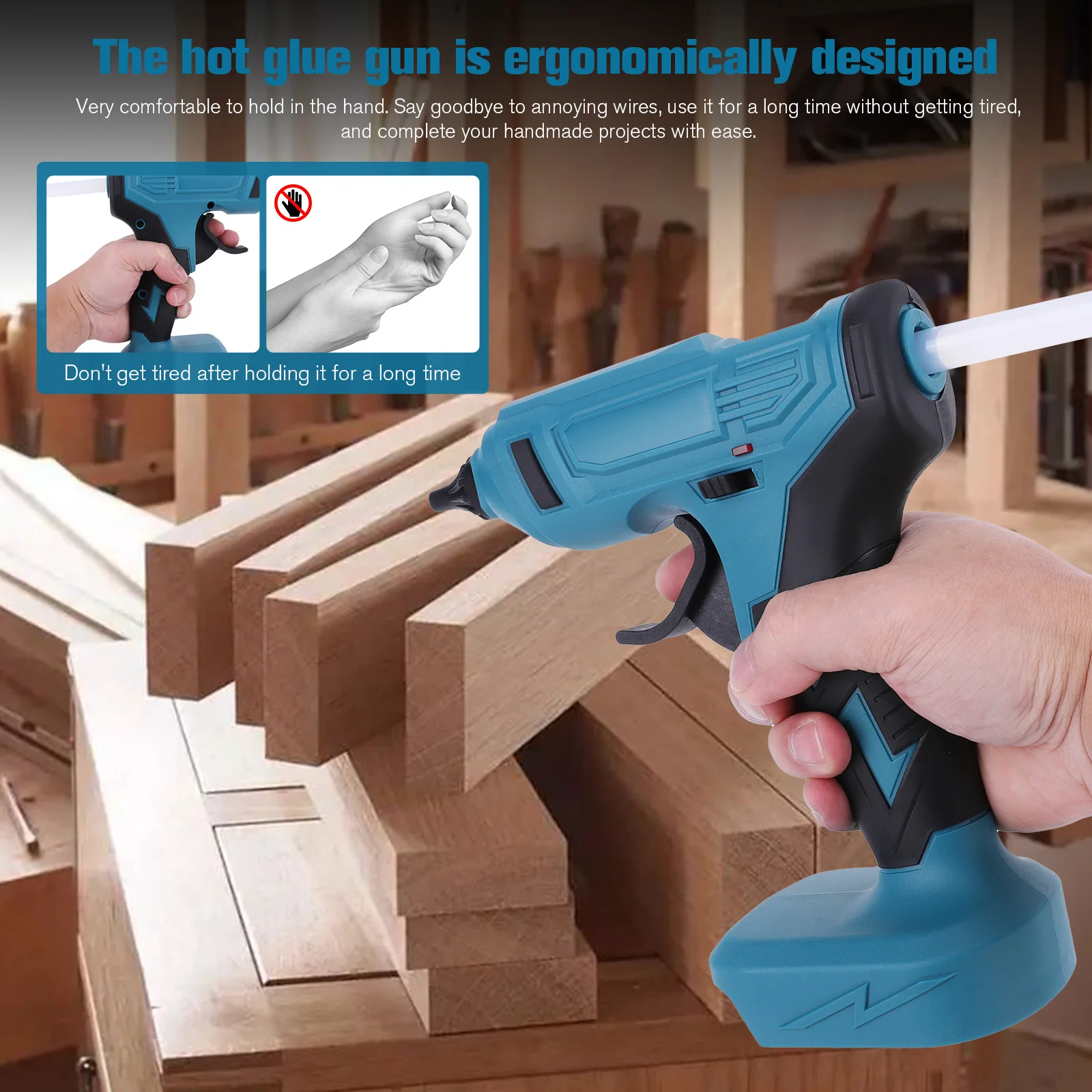 Picture 7: Cordless Glue Gun for Makita 18V Battery((Tool Only) with 10 Glue Sticks for DIY Craft Repair Home Office & Project