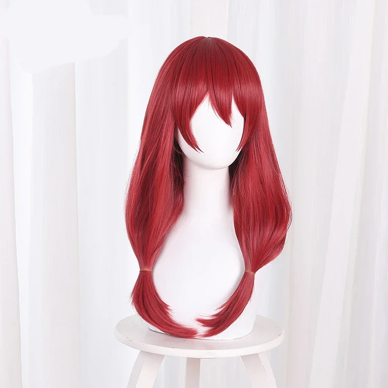 Anime KakeNAFTA-Perruque Cosplay Longue Double Queue pour Bol et Femmes, Cheveux Rouges, Fibre Résistante à la Chaleur, Bonnet Gratuit