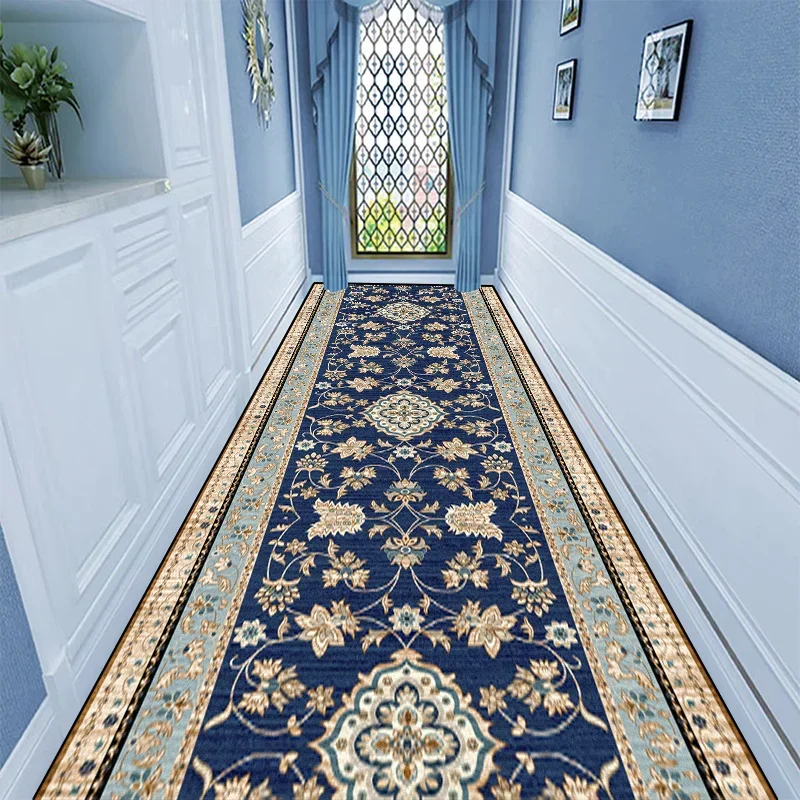 Luxury European Hall Corridor Carpet Non-slip Washable Runner Stairway Rug Outdoors Aisle The Long Corridor Mat Customizable