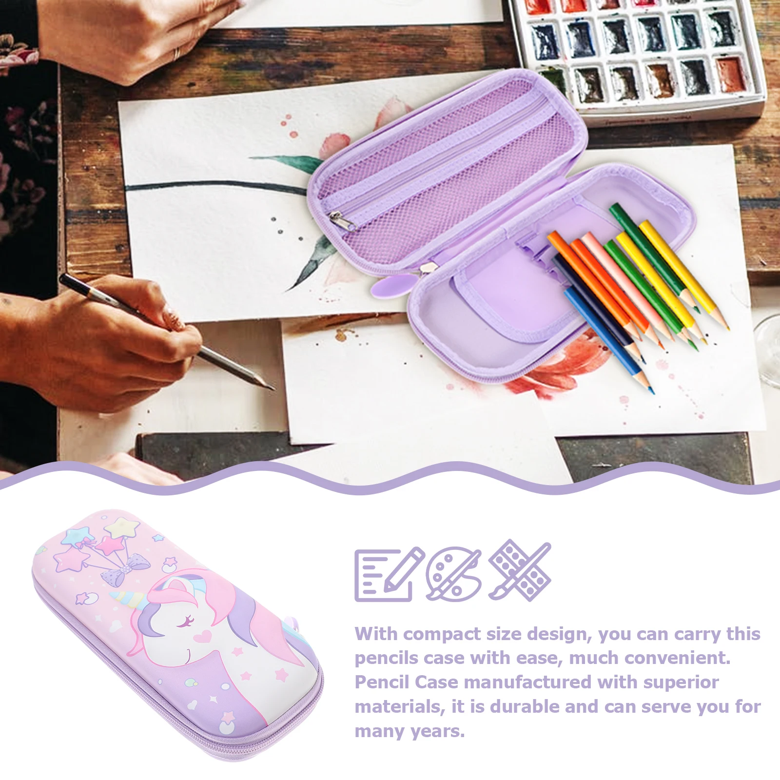 

Unicorn Pencil Case Large Capacity Bag for Girls School Supplies Cartoon Students Stationery Container Storage